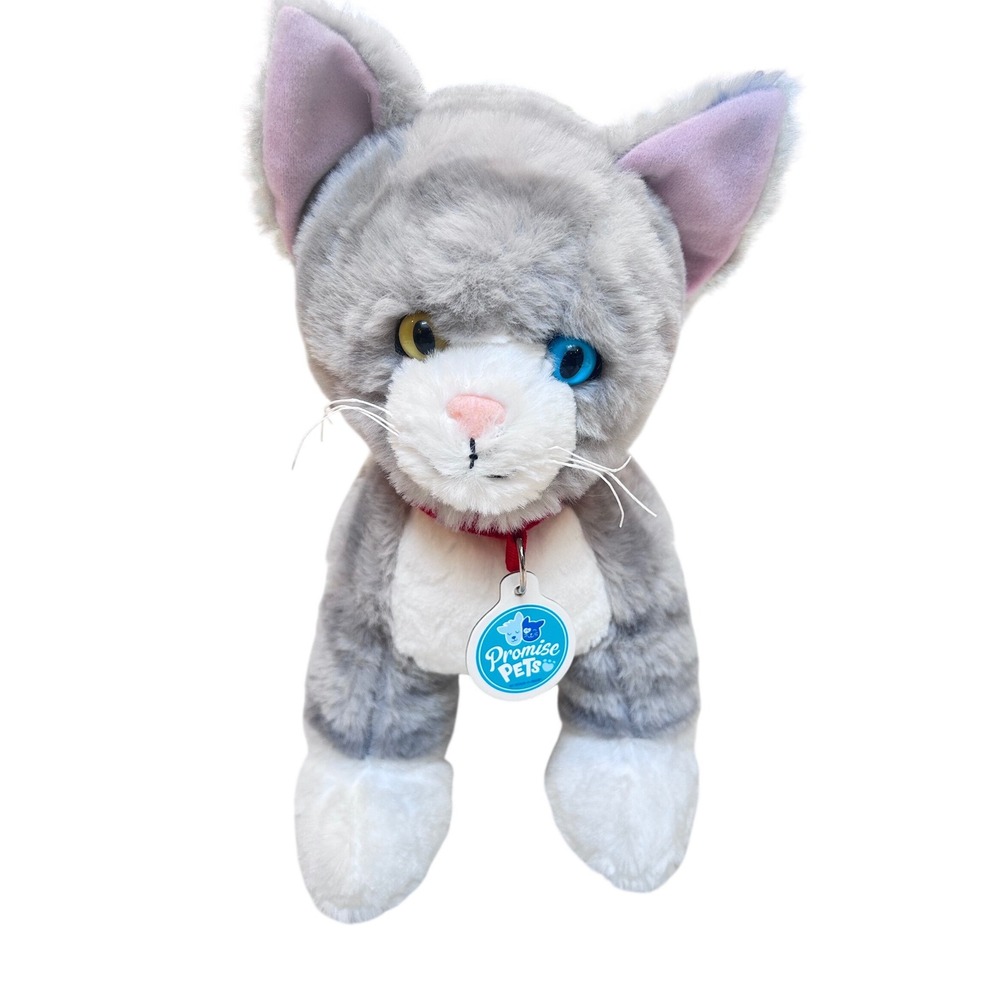 Build-A-Bear Promise Pets Grey TabbyCat Plush Odd Eyes Blue Yellow Heterochromia